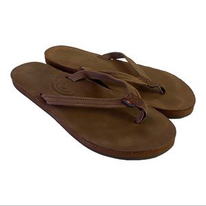 Rainbow Womens Flip Flops Thong Narrow Strap Brown Size Large 7.5 - 8.5